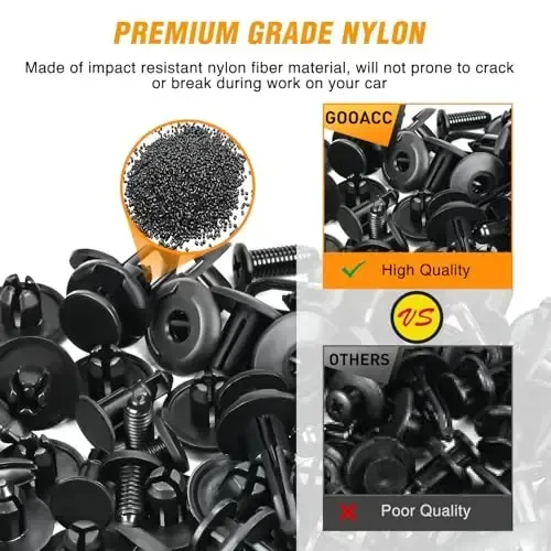 GOOACC 855Pcs Avtomobil Itarib Chiqaruvchi Klipslar & Avto Biriktirgichlar Assortimenti -16 Eng Ommabop O'lchamlar Neylon Bamper Qanot Perchinlari Kabel Bog'ichlari va Biriktirgichlarni Yechuvchi Toyota GM Ford Honda Acura Chrysler uchun mos - 7