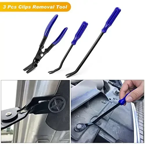 GOOACC 88Pcs Trim Removal Tool, Auto Push Pin Bumper Retainer Clip Set Fastener Terminal Remover Tool Adhesive Cable Clips Removal Kit Car Panel Radio Removal Auto Clip Pliers - 3