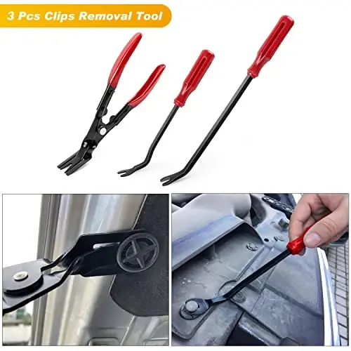 GOOACC 88Pcs Trim Removal Tool, Auto Push Pin Bumper Retainer Clip Set Fastener Terminal Remover Tool Adhesive Cable Clips Removal Kit Car Panel Radio Removal Auto Clip Pliers - 2
