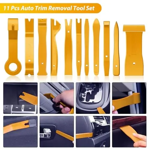 GOOACC 88Pcs Trim Removal Tool, Auto Push Pin Bumper Retainer Clip Set Fastener Terminal Remover Tool Adhesive Cable Clips Removal Kit Car Panel Radio Removal Auto Clip Pliers, Yellow - 4