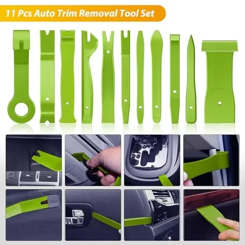 GOOACC 88Pcs Trim Removal Tool, Auto Push Pin Bumper Retainer Clip Set Fastener Terminal Remover Tool Adhesive Cable Clips Removal Kit Car Panel Radio Removal Auto Clip Pliers, Green - 4