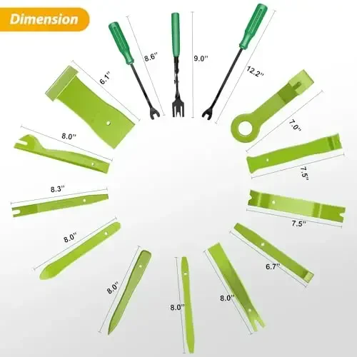 GOOACC 88Pcs Trim Removal Tool, Auto Push Pin Bumper Retainer Clip Set Fastener Terminal Remover Tool Adhesive Cable Clips Removal Kit Car Panel Radio Removal Auto Clip Pliers, Green - MODAZONE (1)