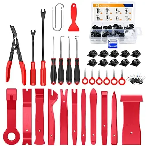 GOOACC 88Pcs Trim Removal Tool, Auto Push Pin Bumper Retainer Clip Set Fastener Terminal Remover Tool Adhesive Cable Clips Removal Kit Car Panel Radio Removal Auto Clip Pliers - 1