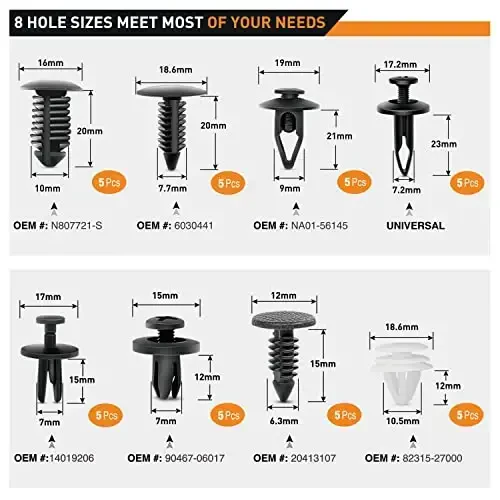 GOOACC 88Pcs Trim Removal Tool, Auto Push Pin Bumper Retainer Clip Set Fastener Terminal Remover Tool Adhesive Cable Clips Removal Kit Car Panel Radio Removal Auto Clip Pliers - 5