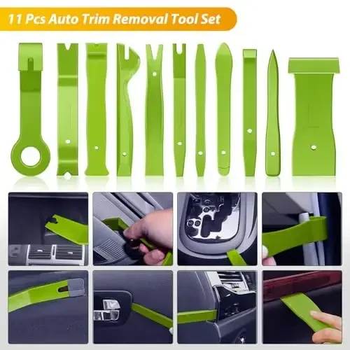 GOOACC 88Pcs Trim Removal Tool, Auto Push Pin Bumper Retainer Clip Set Fastener Terminal Remover Tool Adhesive Cable Clips Removal Kit Car Panel Radio Removal Auto Clip Pliers, Green - 4