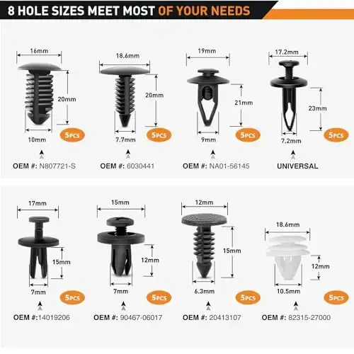 GOOACC 88Pcs Trim Removal Tool, Auto Push Pin Bumper Retainer Clip Set Fastener Terminal Remover Tool Adhesive Cable Clips Removal Kit Car Panel Radio Removal Auto Clip Pliers, Yellow - 5