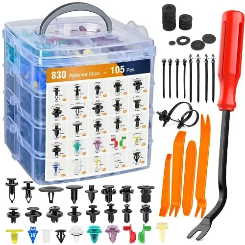 GOOACC 935Pcs Car Push Retainer Clips & Auto Fasteners Assortment -26 Most Popular Sizes Nylon Bumper Fender Rivets with 10 Cable Ties and Fasteners Remover for GM Ford Toyota Honda Chrysler - GOOACC