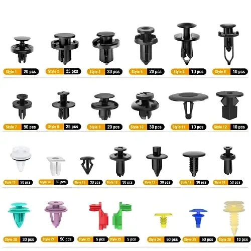 GOOACC 935Pcs Car Push Retainer Clips & Auto Fasteners Assortment -26 Most Popular Sizes Nylon Bumper Fender Rivets with 10 Cable Ties and Fasteners Remover for GM Ford Toyota Honda Chrysler - GOOACC (1)