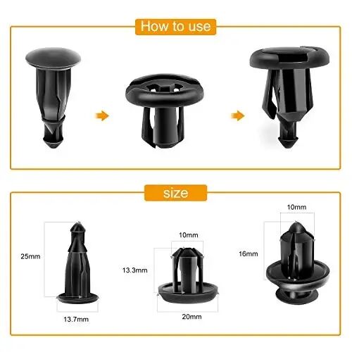 GOOACC GRC-18 100PCS 7mm 8mm 10mm Nylon Push Expansion Screws Replacement Kit,Bumper Fastener Rivet Clips GM 21030249 Ford N807389S - GOOACC (1)