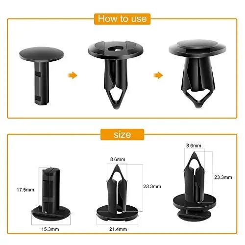 GOOACC GRC-18 100PCS 7mm 8mm 10mm Nylon Push Expansion Screws Replacement Kit,Bumper Fastener Rivet Clips GM 21030249 Ford N807389S - 4