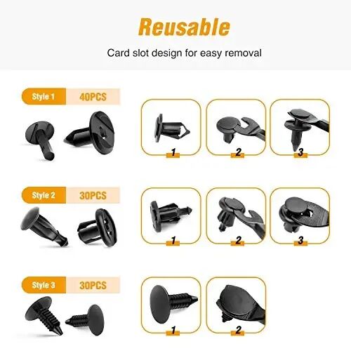 GOOACC GRC-18 100PCS 7mm 8mm 10mm Nylon Push Expansion Screws Replacement Kit,Bumper Fastener Rivet Clips GM 21030249 Ford N807389S - 5