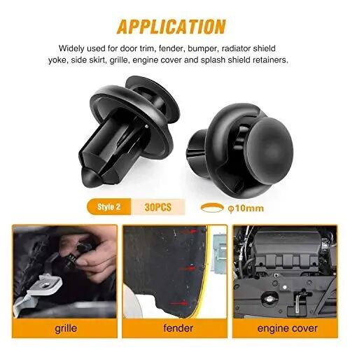 GOOACC GRC-18 100PCS 7mm 8mm 10mm Nylon Push Expansion Screws Replacement Kit,Bumper Fastener Rivet Clips GM 21030249 Ford N807389S - 6