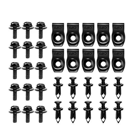 GOOACC GRC-70 35PCS Engine Under Cover Splash Shield Guard Body Bolts Bumper Fender Liner Push Retainer Fastener Rivet Clips , black - GOOACC