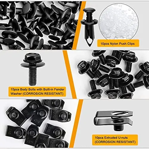 GOOACC GRC-70 35PCS Engine Under Cover Splash Shield Guard Body Bolts Bumper Fender Liner Push Retainer Fastener Rivet Clips , black - 4