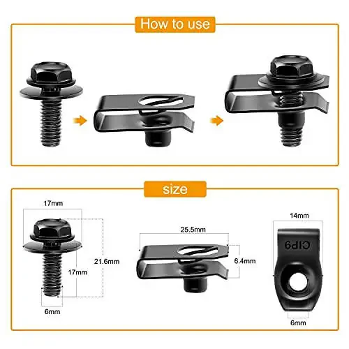 GOOACC GRC-70 35 dona Dvigatel ostida qopqoq, Su purkagichdan himoya qiluvchi qalqon, Tana vintlari, Bamper, Mudflaplar astarlari, Bosimli ushlagich, Mahkamlagich, Perchin kliplari, qora - 2