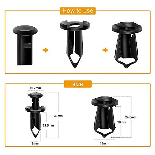 GOOACC GRC-70 35 dona Dvigatel ostida qopqoq, Su purkagichdan himoya qiluvchi qalqon, Tana vintlari, Bamper, Mudflaplar astarlari, Bosimli ushlagich, Mahkamlagich, Perchin kliplari, qora - 3