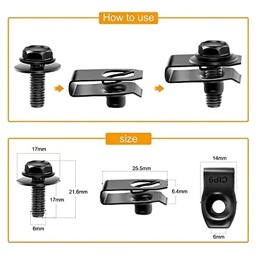 GOOACC GRC-70 35 dona Dvigatel ostida qopqoq, Su purkagichdan himoya qiluvchi qalqon, Tana vintlari, Bamper, Mudflaplar astarlari, Bosimli ushlagich, Mahkamlagich, Perchin kliplari, qora - 2