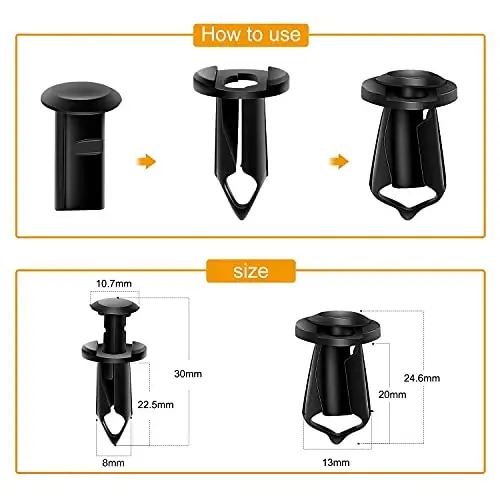 GOOACC GRC-70 35 dona Dvigatel ostida qopqoq, Su purkagichdan himoya qiluvchi qalqon, Tana vintlari, Bamper, Mudflaplar astarlari, Bosimli ushlagich, Mahkamlagich, Perchin kliplari, qora - 3