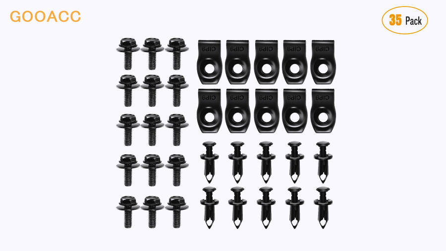 GOOACC GRC-70 35PCS Engine Under Cover Splash Shield Guard Body Bolts Bumper Fender Liner Push Retainer Fastener Rivet Clips, black - 7