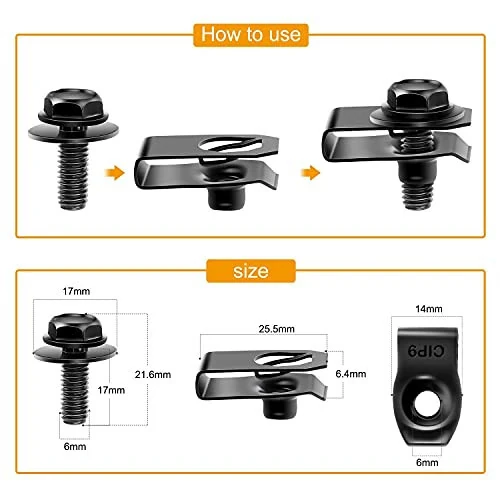 GOOACC GRC-70 35PCS Engine Under Cover Splash Shield Guard Body Bolts Bumper Fender Liner Push Retainer Fastener Rivet Clips, black - GOOACC (1)