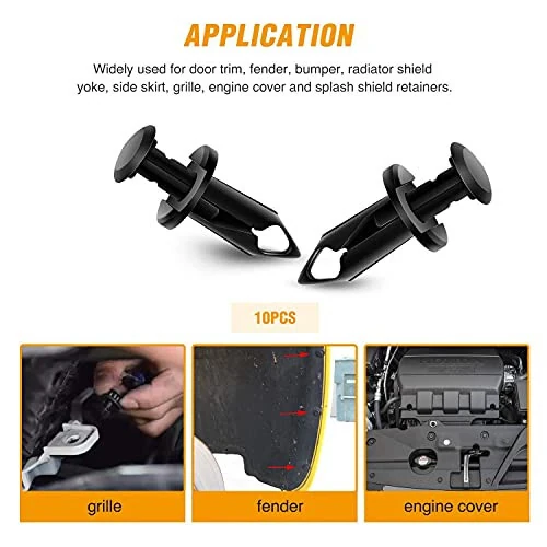 GOOACC GRC-70 35PCS Engine Under Cover Splash Shield Guard Body Bolts Bumper Fender Liner Push Retainer Fastener Rivet Clips, black - 6