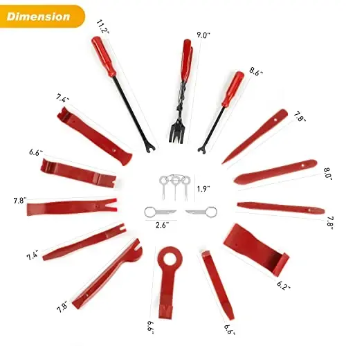 GOOACC Набор инструментов для снятия обивки 19 шт. Панель Крепежные клипсы Снятие Автомобильный пластик Обивка Кусачки Снятие Установка Снятие Автомобильный инструмент с сумкой для хранения Для панели обшивки Аудио клипсы Кусачки Терминал - GOOACC (1)