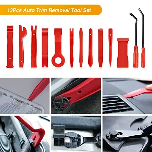 GOOACC Nylon Bumper Fastener Rivet Clips Car Clip Panel Audio Video Dashboard Dismantle Kits Installer Removal Tool (13PCS Trim Removal Tool Set) - 3