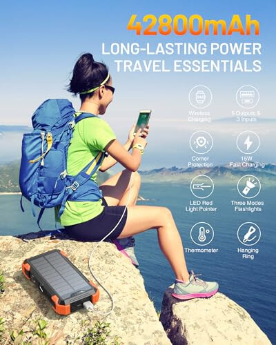 GOODaaa Quyosh Energiyasi Power Bank Plus 42800mAh Quyosh Zaryadlovchi Simsiz Zaryadlovchi - 2