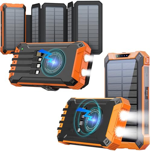 GOODaaa Solar Charger with Five Solar Panels Plus 36000mAh Solar Power Bank Wireless Charger - 1