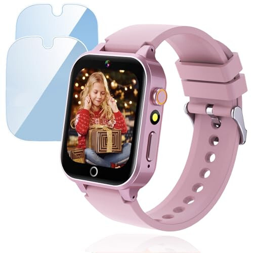 Goodatech Smart Watch for Kids 4-12 Years Boys Girls, 26 Puzzle Games, HD Camera, Video Music Player, Pedometer, Flashlight, Calendar, Alarm Clock, Aluminum Case, Sport Band (Pink) - 3