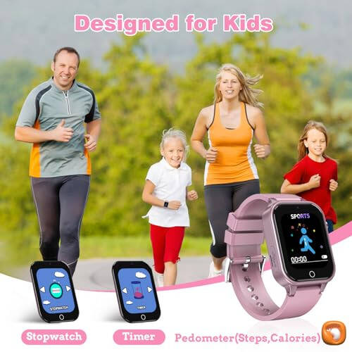 Goodatech Smart Watch for Kids 4-12 Years Boys Girls, 26 Puzzle Games, HD Camera, Video Music Player, Pedometer, Flashlight, Calendar, Alarm Clock, Aluminum Case, Sport Band (Pink) - 6