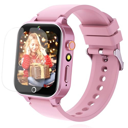 Goodatech Smart Watch for Kids 4-12 Years Boys Girls, 26 Puzzle Games, HD Camera, Video Music Player, Pedometer, Flashlight, Calendar, Alarm Clock, Aluminum Case, Sport Band (Pink) - 2