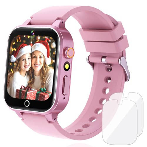 Goodatech Smart Watch for Kids 4-12 Years Boys Girls, 26 Puzzle Games, HD Camera, Video Music Player, Pedometer, Flashlight, Calendar, Alarm Clock, Aluminum Case, Sport Band (Pink) - 1