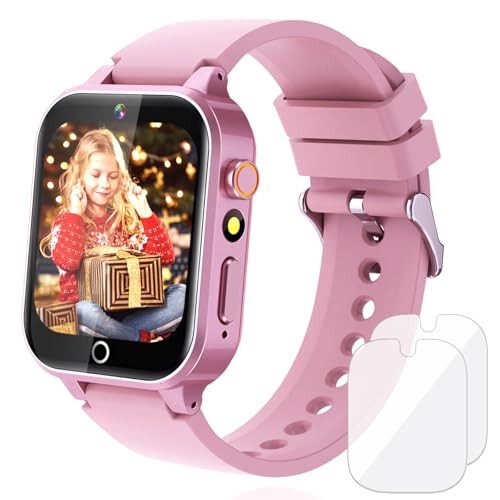 Goodatech Smart Watch for Kids 4-12 Years Boys Girls, 26 Puzzle Games, HD Camera, Video Music Player, Pedometer, Flashlight, Calendar, Alarm Clock, Aluminum Case, Sport Band (Pink) - 7