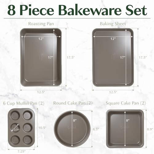 Goodful All-In-One Nonstick Bakeware Set, Stackable and Space Saving Design includes Round and Square Pans, Muffin Pans, Cookie Sheet and Roaster, Dishwasher Safe, 8-Piece, Graphite - 6