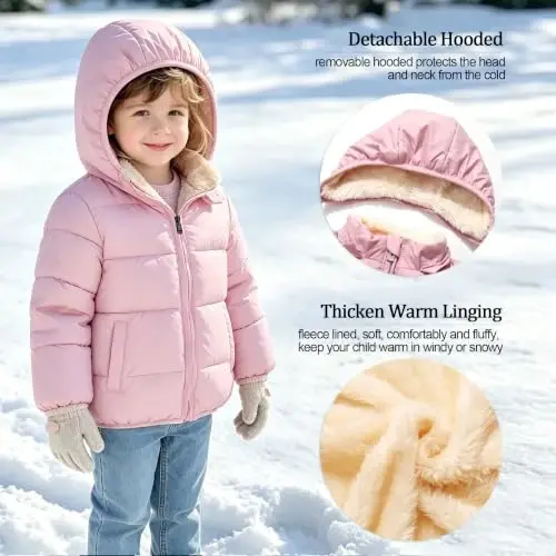 GOODKIDS Baby Girls Boys' Winter Fleece Jackets with Hooded Toddler Warm Lined Coat Outer Clothing 1-6 Years - 4