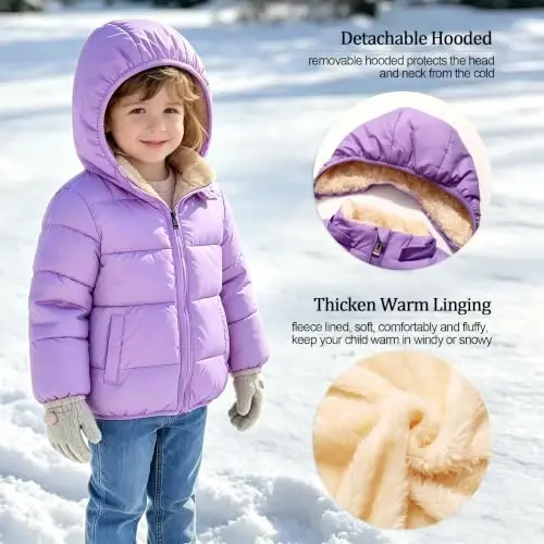 GOODKIDS Baby Girls Boys' Winter Fleece Jackets with Hooded Toddler Warm Lined Coat Outer Clothing 1-6 Years - 5