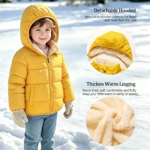 GOODKIDS Baby Girls Boys' Winter Fleece Jackets with Hooded Toddler Warm Lined Coat Outer Clothing 1-6 Years - 5