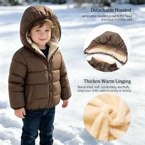 GOODKIDS Baby Girls Boys' Winter Fleece Jackets with Hooded Toddler Warm Lined Coat Outer Clothing 1-6 Years - 5