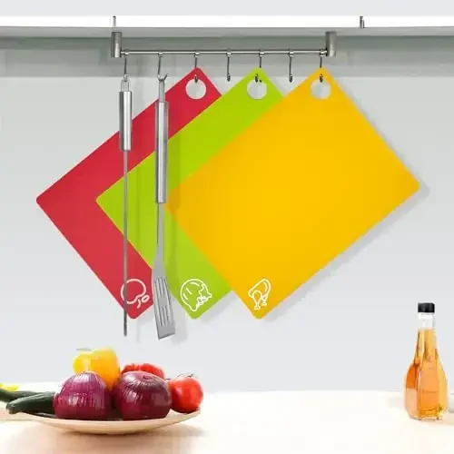 GoodLuck 10 Pieces Flexible Cutting Boards with Hanging Hole, BPA Free Plastic Cutting Boards for Kitchen, Non Slip Cutting Mat for Meat and Vegetables - 5