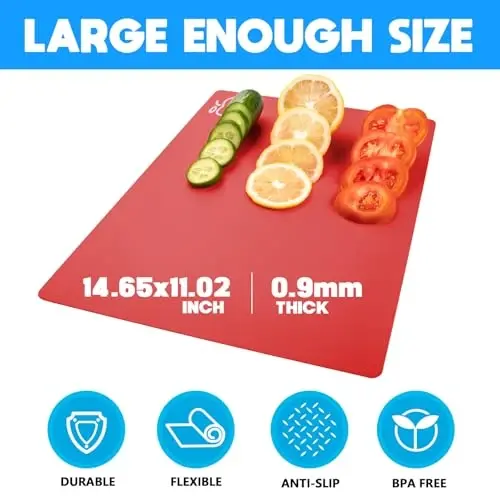 Goodluck 4 Pieces Flexible Cutting Boards, BPA Free Plastic Cutting Boards for Kitchen, Non Slip Cutting Mat for Meat and Vegetables - GOODLUCK (1)