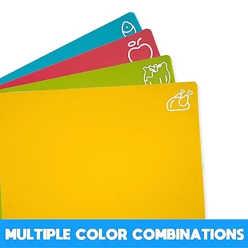 GoodLuck 4 Pieces Flexible Cutting Boards with Hanging Hole, BPA Free Plastic Cutting Boards for Kitchen, Non Slip Cutting Mat for Meat and Vegetables - 3