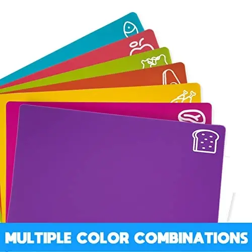 Goodluck 7 Pieces Flexible Cutting Boards, BPA Free Plastic Cutting Boards for Kitchen, Non Slip Cutting Mat for Meat and Vegetables - 3