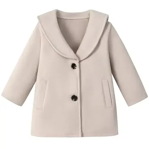 Goodplayer Baby Boy Girl Coat Toddler Pea Coat Fall Winter Jacket Outerwear for Baby Buttons Coat Clothes - 1