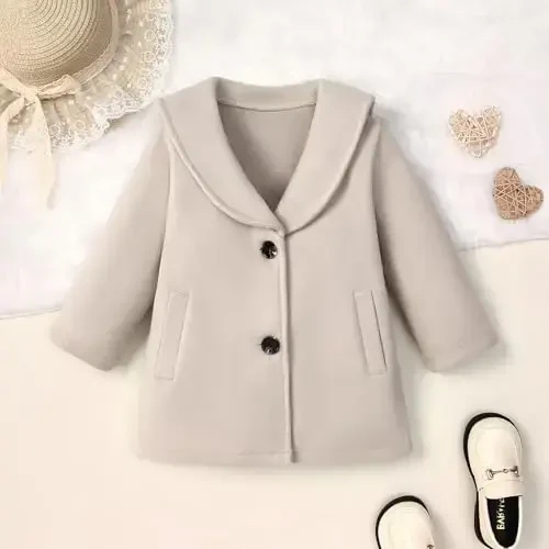 Goodplayer Baby Boy Girl Coat Toddler Pea Coat Fall Winter Jacket Outerwear for Baby Buttons Coat Clothes - 2