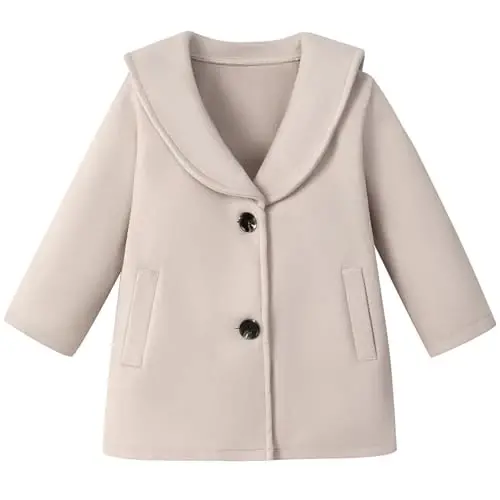 Goodplayer Baby Boy Girl Coat Toddler Pea Coat Fall Winter Jacket Outerwear for Baby Buttons Coat Clothes - GOODPLAYER