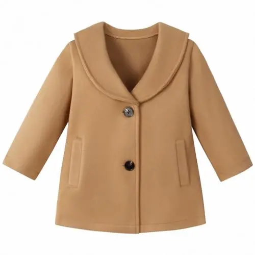 Goodplayer Baby Boy Girl Coat Toddler Pea Coat Fall Winter Jacket Outerwear for Baby Buttons Coat Clothes - GOODPLAYER