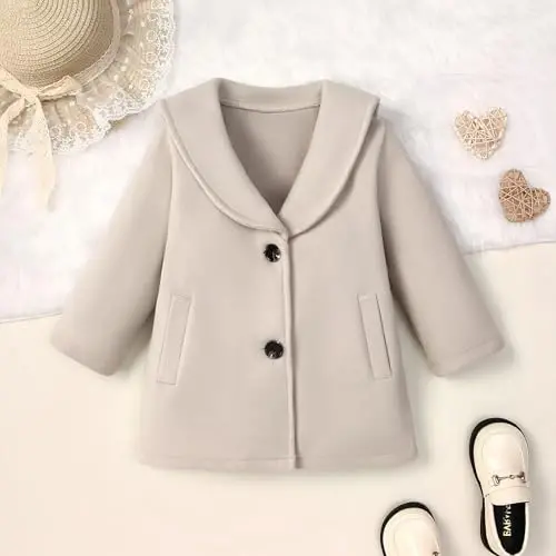 Goodplayer Baby Boy Girl Coat Toddler Pea Coat Fall Winter Jacket Outerwear for Baby Buttons Coat Clothes - 2