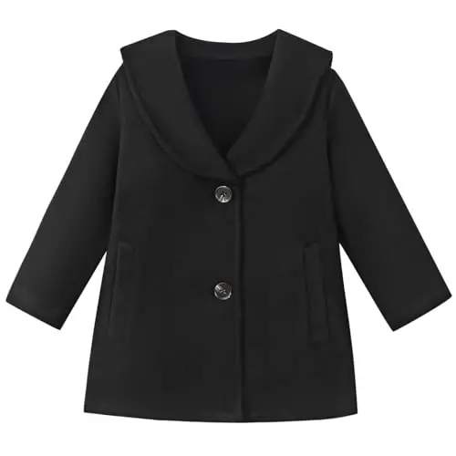 Goodplayer Baby Boy Girl Coat Toddler Pea Coat Fall Winter Jacket Outerwear for Baby Buttons Coat Clothes - 1