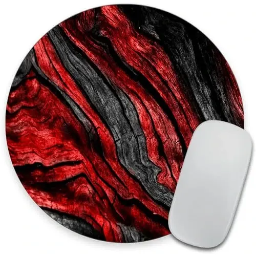 goodsprout and Red Woodgrain Round Mousepad, Personalized Custom Design Mouse Pads,Cute Waterproof Circular Non-Slip Rubber Base Small Mouse Pad, Mousepad for Laptop Computers 
